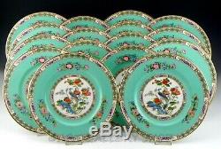 Wedgwood England BIDEFORD TURQUOISE HAND ENAMELED 10-7/8 DINNER PLATES Set 16