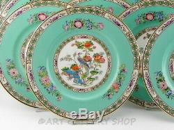 Wedgwood England BIDEFORD TURQUOISE HAND ENAMELED 10-7/8 DINNER PLATES Set 16