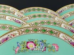 Wedgwood England BIDEFORD TURQUOISE HAND ENAMELED 10-7/8 DINNER PLATES Set 16