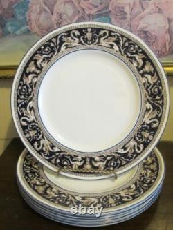 Wedgwood England Florentine W 1956 Dark Blue Set Of 6 Dinner Plate