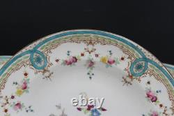 Wedgwood English Porcelain Set of 10 Dinner Plates Floral & Blue Enamel X9498