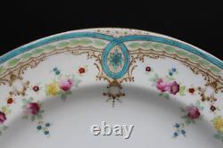 Wedgwood English Porcelain Set of 10 Dinner Plates Floral & Blue Enamel X9498
