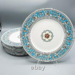 Wedgwood Florentine Turquoise Dinner Plates Set of 11- 10 3/4 FREE USA SHIPPING