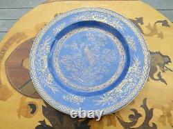 Wedgwood Gilt Blue Lustre Ware Peacock z8542 Plummer & Co 9 Dinner Plate c. 1900