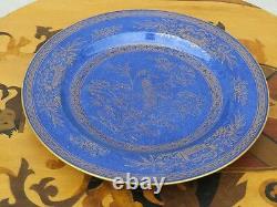 Wedgwood Gilt Blue Lustre Ware Peacock z8542 Plummer & Co 9 Dinner Plate c. 1900