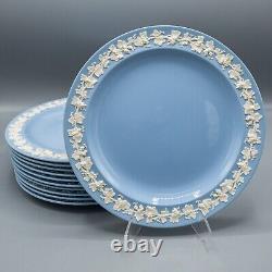 Wedgwood Queensware Cream on Blue Lavender Dinner Plates Smooth 9 3/4 Set of 11