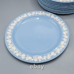 Wedgwood Queensware Cream on Blue Lavender Dinner Plates Smooth 9 3/4 Set of 11