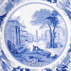 Wedgwood Transferware Dinner Plate Blue Claude Harbor Scene 9.75 in 1822 Antique