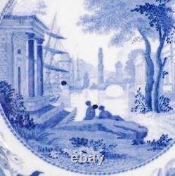Wedgwood Transferware Dinner Plate Blue Claude Harbor Scene 9.75 in 1822 Antique