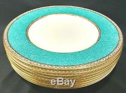 Wedgwood Ulander Powder Turquoise Dinner Plates 11 W1503 1950's EXC (Set of 8)