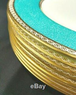 Wedgwood Ulander Powder Turquoise Dinner Plates 11 W1503 1950's EXC (Set of 8)