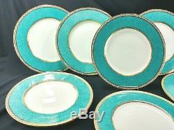 Wedgwood Ulander Powder Turquoise Dinner Plates 11 W1503 1950's EXC (Set of 8)