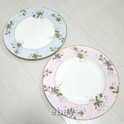 Wedgwood Wild Strawberry Bloom Pink Blue Dinner Plate Pair Set 27cm Japan Used