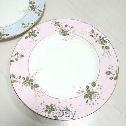 Wedgwood Wild Strawberry Bloom Pink Blue Dinner Plate Pair Set 27cm Japan Used