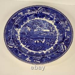 Wedgwood china deep cobalt blue and white England scenic landscape dinner plate