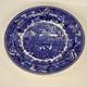Wedgwood china deep cobalt blue and white England scenic landscape dinner plate