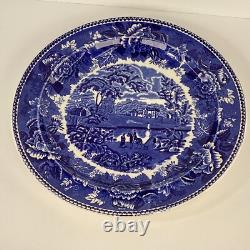 Wedgwood china deep cobalt blue and white England scenic landscape dinner plate