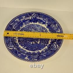 Wedgwood china deep cobalt blue and white England scenic landscape dinner plate
