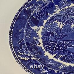 Wedgwood china deep cobalt blue and white England scenic landscape dinner plate