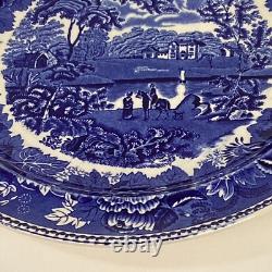 Wedgwood china deep cobalt blue and white England scenic landscape dinner plate
