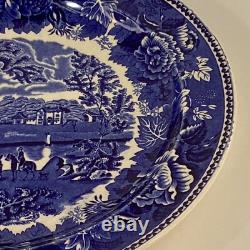 Wedgwood china deep cobalt blue and white England scenic landscape dinner plate