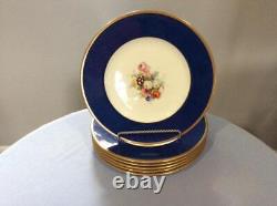 Wedgwood dark blue and floral bone china 10 3/4 dinner plate W341 SET of SIX