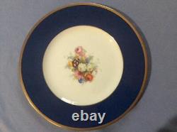 Wedgwood dark blue and floral bone china 10 3/4 dinner plate W341 SET of SIX