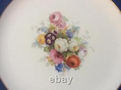 Wedgwood dark blue and floral bone china 10 3/4 dinner plate W341 SET of SIX