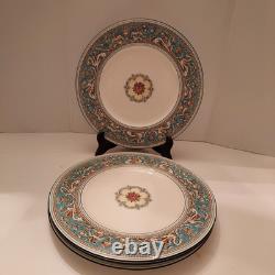 Wedwood Florentine Turquoise Dragon Dinner Plates 10 3/4 Set 4