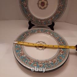 Wedwood Florentine Turquoise Dragon Dinner Plates 10 3/4 Set 4