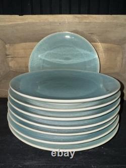 West Elm Light Blue Organic Crackled 11 1/2 Dinner Plate (8)