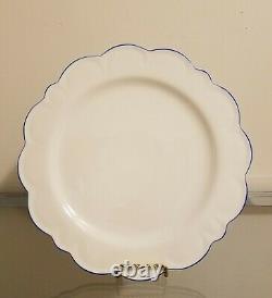 Williams Sonoma AERIN Scalloped Dinner Charger Plates Set of 4 Blue Rim NEW