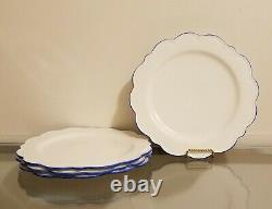 Williams Sonoma AERIN Scalloped Dinner Charger Plates Set of 4 Blue Rim NEW