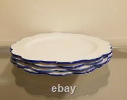 Williams Sonoma AERIN Scalloped Dinner Charger Plates Set of 4 Blue Rim NEW