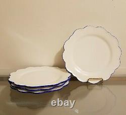 Williams Sonoma AERIN Scalloped Dinner Plates Blue Rim Set for 4