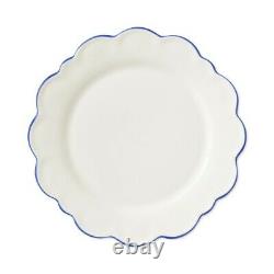 Williams Sonoma AERIN Scalloped Dinner Plates Blue Rim Set for 4