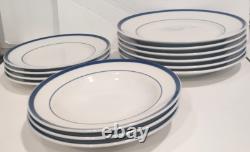Williams Sonoma Brasserie Blue Dinner Lunch Plates Soup Bowl Lot 13 Pieces