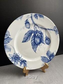 Williams Sonoma Ormonde Blue Dinner Plates-#4 Design-Passion Fruit Flower. Set-4