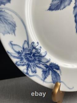 Williams Sonoma Ormonde Blue Dinner Plates-#4 Design-Passion Fruit Flower. Set-4