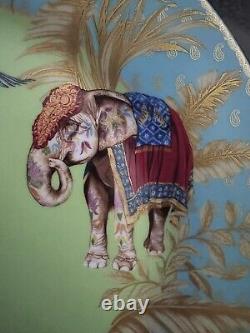 Williams Sonoma Raj Thai Blue Green Dinner Plates Set Of 4 Tiger Elephant RARE