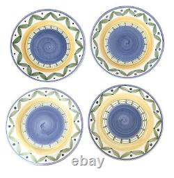 Williams Sonoma Tournesol Blue and Yellow set of 8 Dinner plates Made in Italy