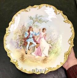 Wm Guerin & Co Limoges France Painted Courtship Gold Dinner Plate 11.5