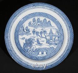 Wood & Sons Woods Ware Canton Blue Dinner Plates (6) with Platter circa 1917