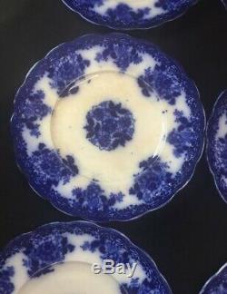 Wood and Son Pottery Flow Blue Waldorf 6 Dinner Plates 9