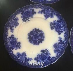 Wood and Son Pottery Flow Blue Waldorf 6 Dinner Plates 9