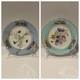 X2 Antique Bailey Banks & Biddle Porcelain Purple Blue Plates Birds Butterfly