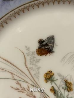X2 Antique Bailey Banks & Biddle Porcelain Purple Blue Plates Birds Butterfly