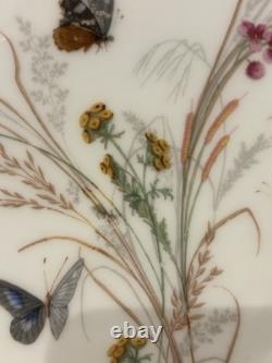 X2 Antique Bailey Banks & Biddle Porcelain Purple Blue Plates Birds Butterfly