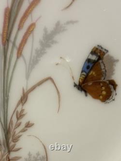 X2 Antique Bailey Banks & Biddle Porcelain Purple Blue Plates Birds Butterfly