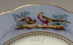X2 Antique Bailey Banks & Biddle Porcelain Purple Blue Plates Birds Butterfly